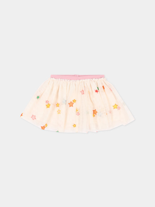 Gonna elegante avorio per neonata con stelle,Stella Mccartney Kids,TZ7001 Z3867 189MC