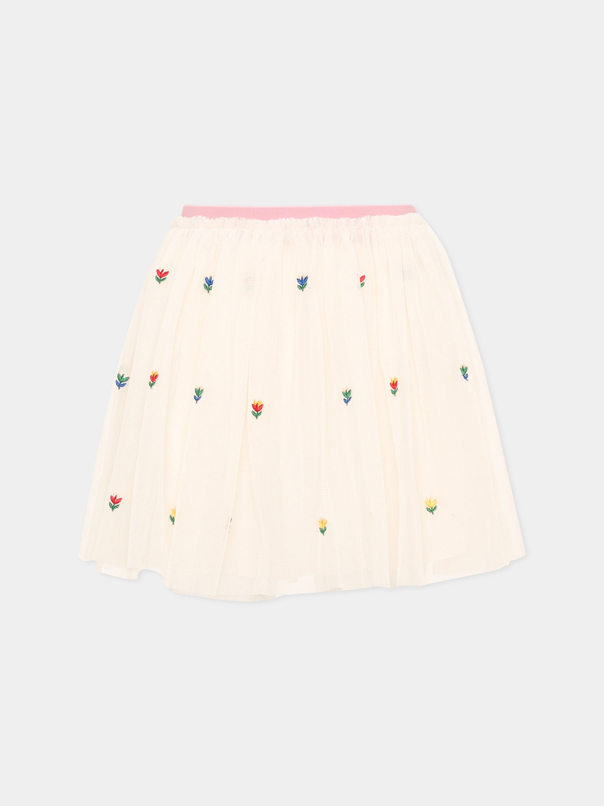 Gonna avorio per bambina con fiori,Stella Mccartney Kids,TZ7A21 Z3897 189EM