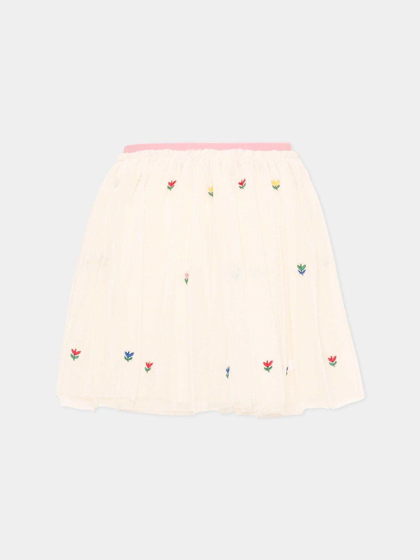 Gonna avorio per bambina con fiori,Stella Mccartney Kids,TZ7A21 Z3897 189EM