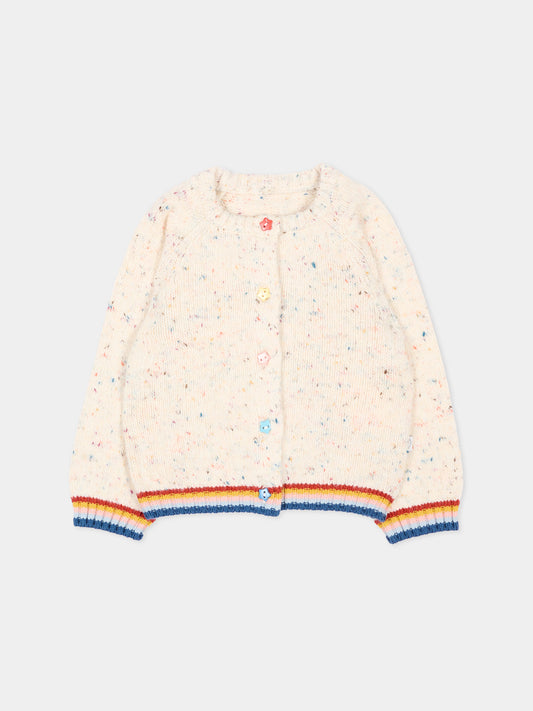Cardigan avorio per neonata con righe,Stella Mccartney Kids,TZ9000 Z3896 101