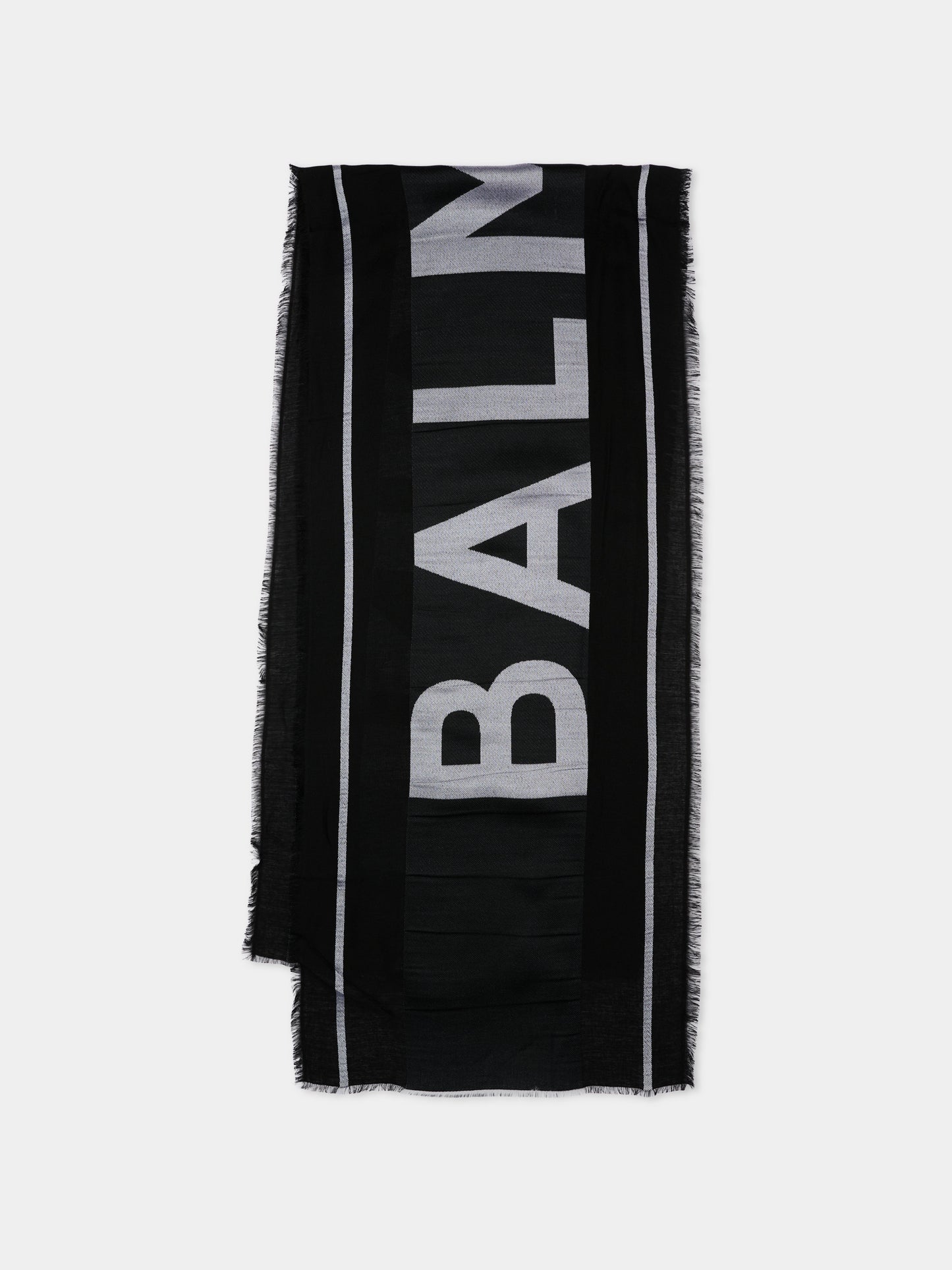 Sciarpa nera per bambini con logo,Balmain Kids,BY0R13 Z3649 930BC