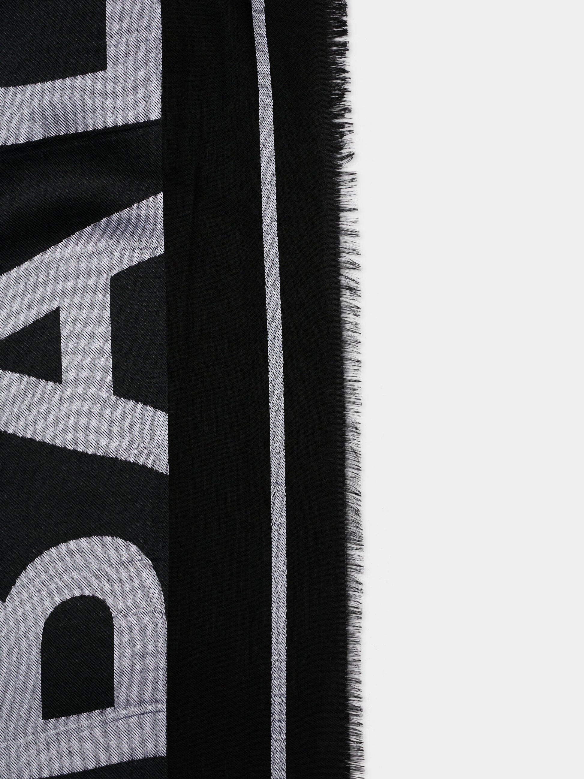 Sciarpa nera per bambini con logo,Balmain Kids,BY0R13 Z3649 930BC