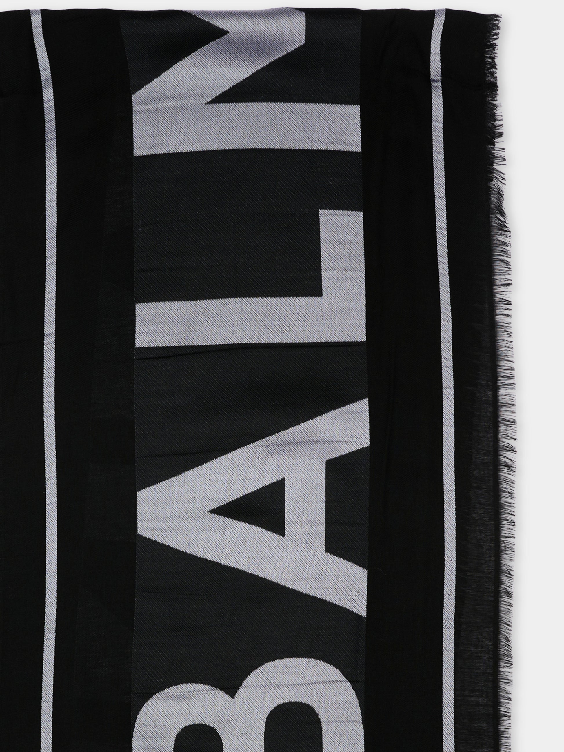 Sciarpa nera per bambini con logo,Balmain Kids,BY0R13 Z3649 930BC