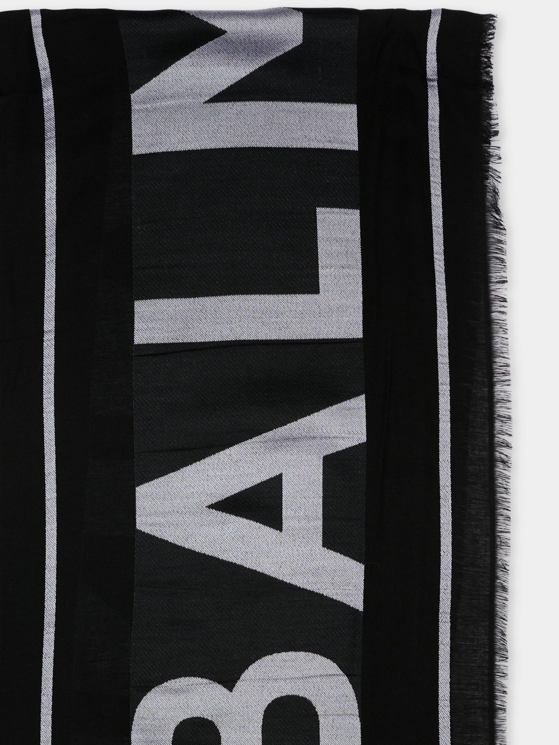 Sciarpa nera per bambini con logo,Balmain Kids,BY0R13 Z3649 930BC