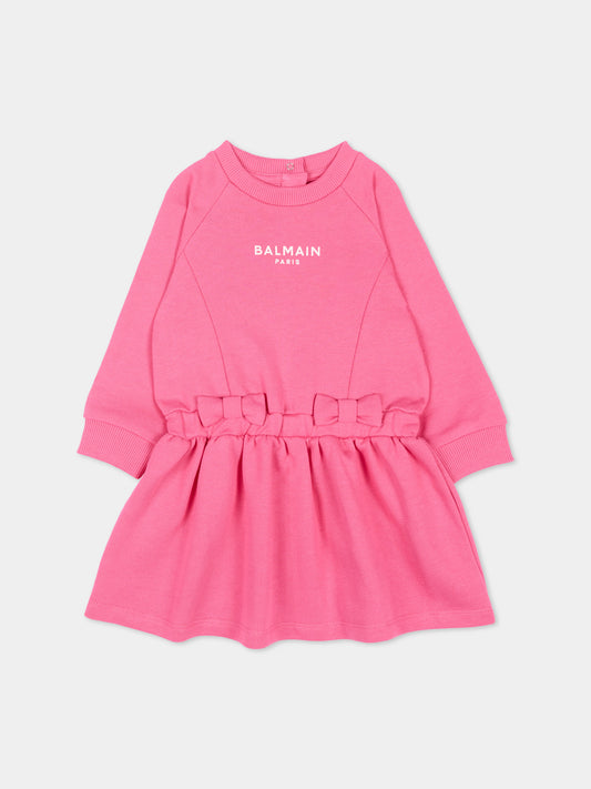 Vestito fucsia per neonata con logo,Balmain Kids,BZ1000 Z3183 52D