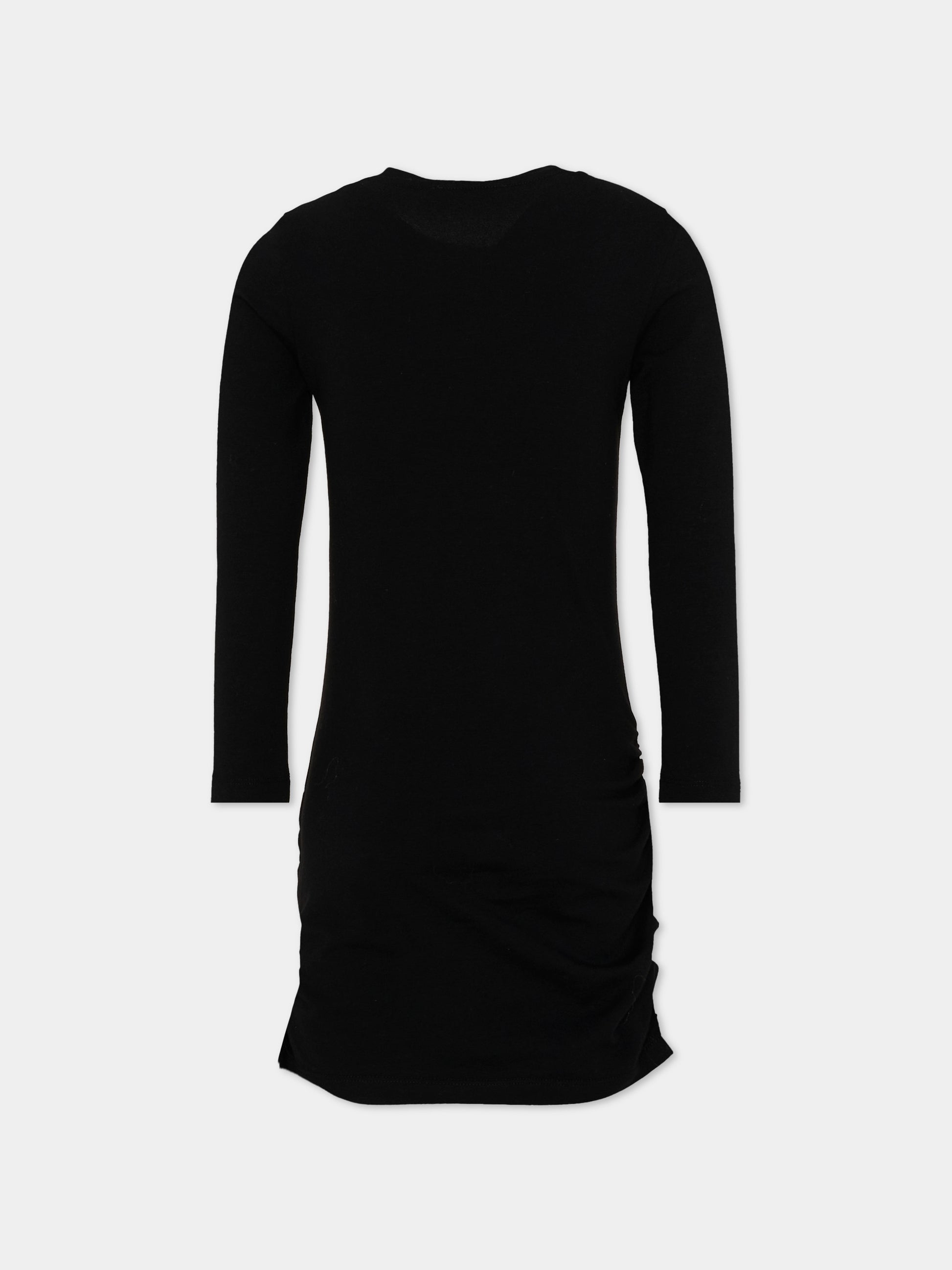 Vestito nero per bambina con logo,Balmain Kids,BZ1B60 Z3277 930BC