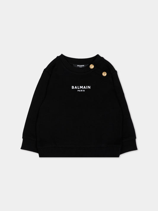Felpa nera per neonati con logo,Balmain Kids,BZ4340 Z3183 930BC