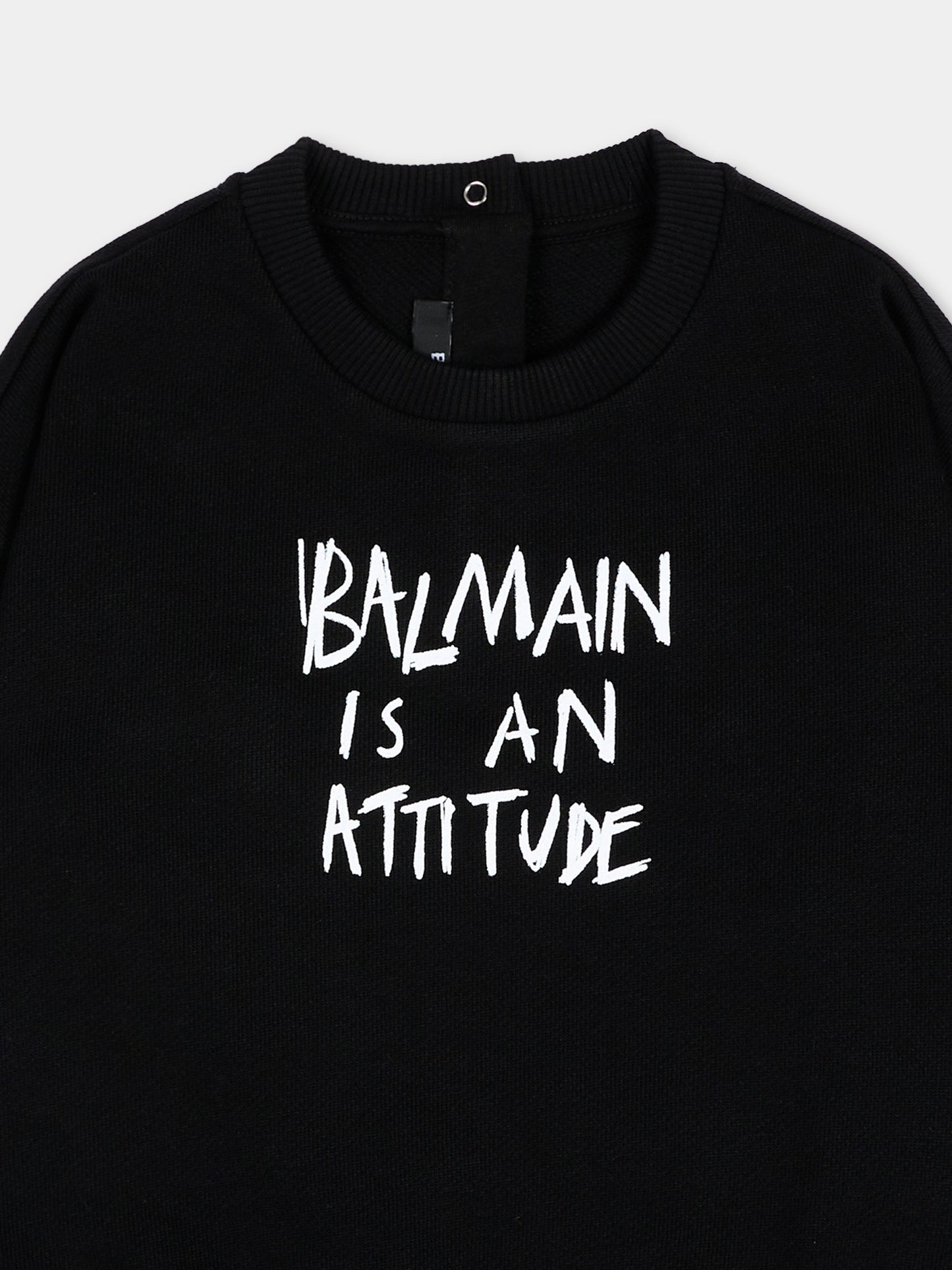 Felpa nera per neonato con logo,Balmain Kids,BZ4360 Z3183 930BC