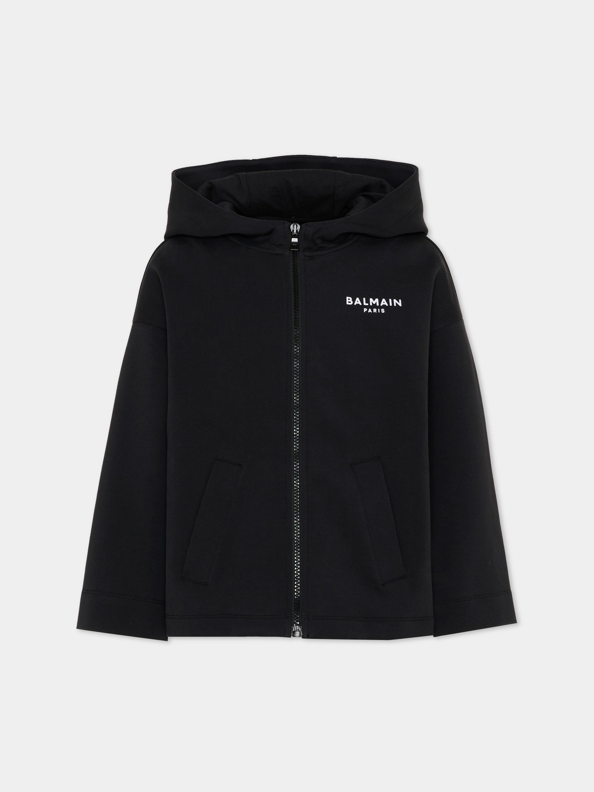 Felpa nera per bambini con logo,Balmain Kids,BZ4I70 Z3728 930BC