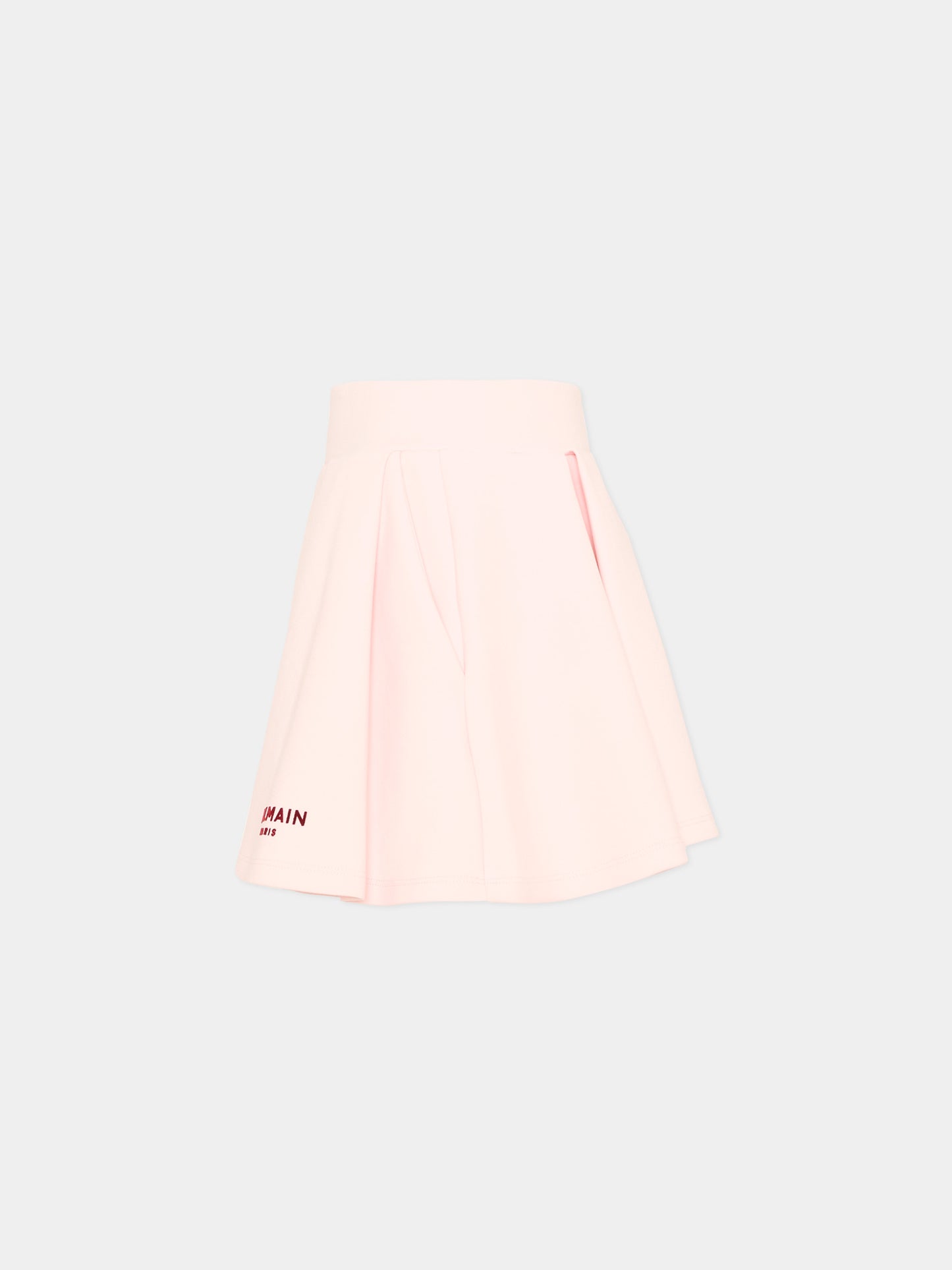 Gonna rosa per bambina con logo,Balmain Kids,BZ7A11 Z3728 508BD
