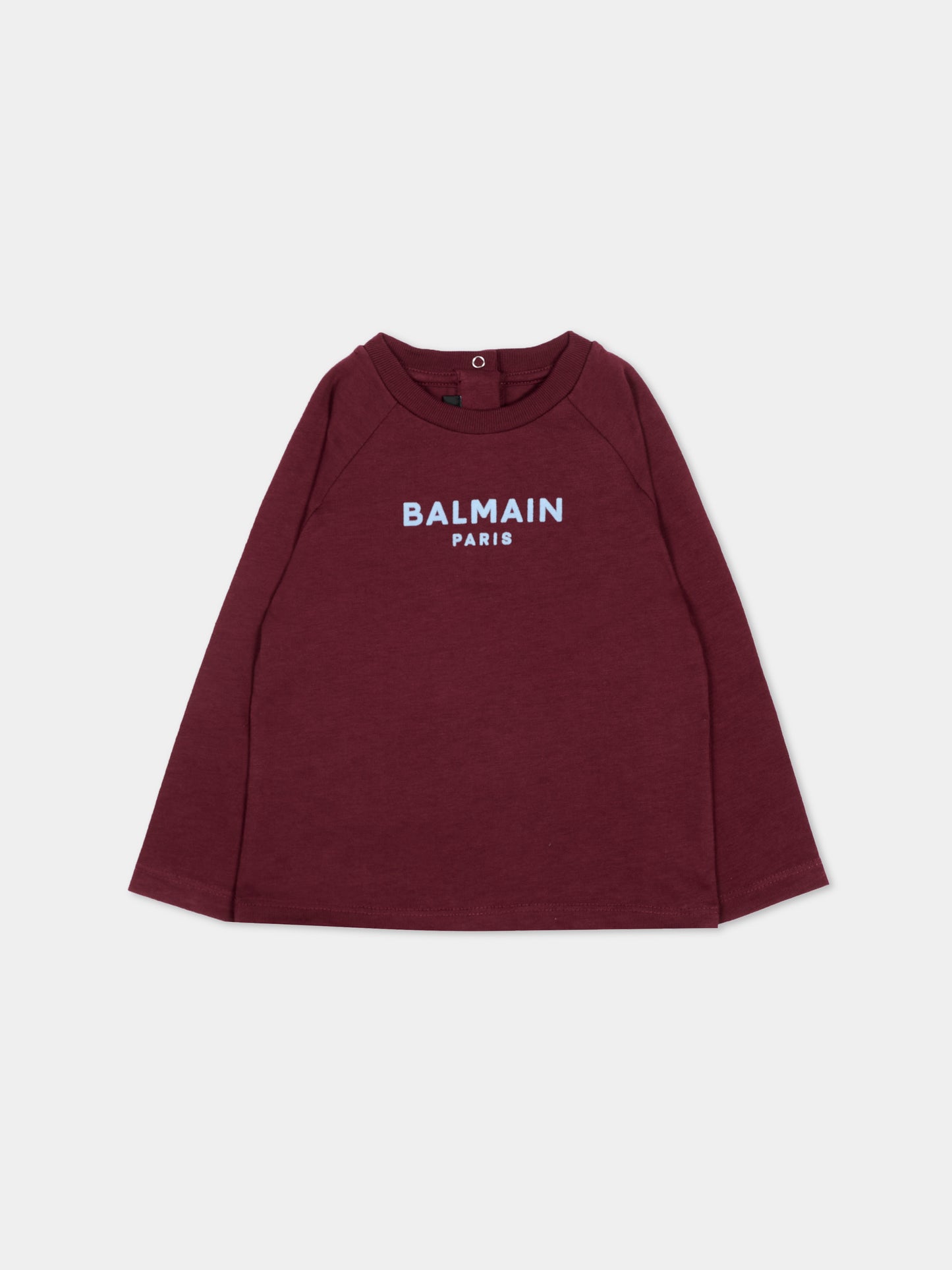 T-Shirt bordeaux per neonato con logo,Balmain Kids,BZ8310 Z3672 530CE