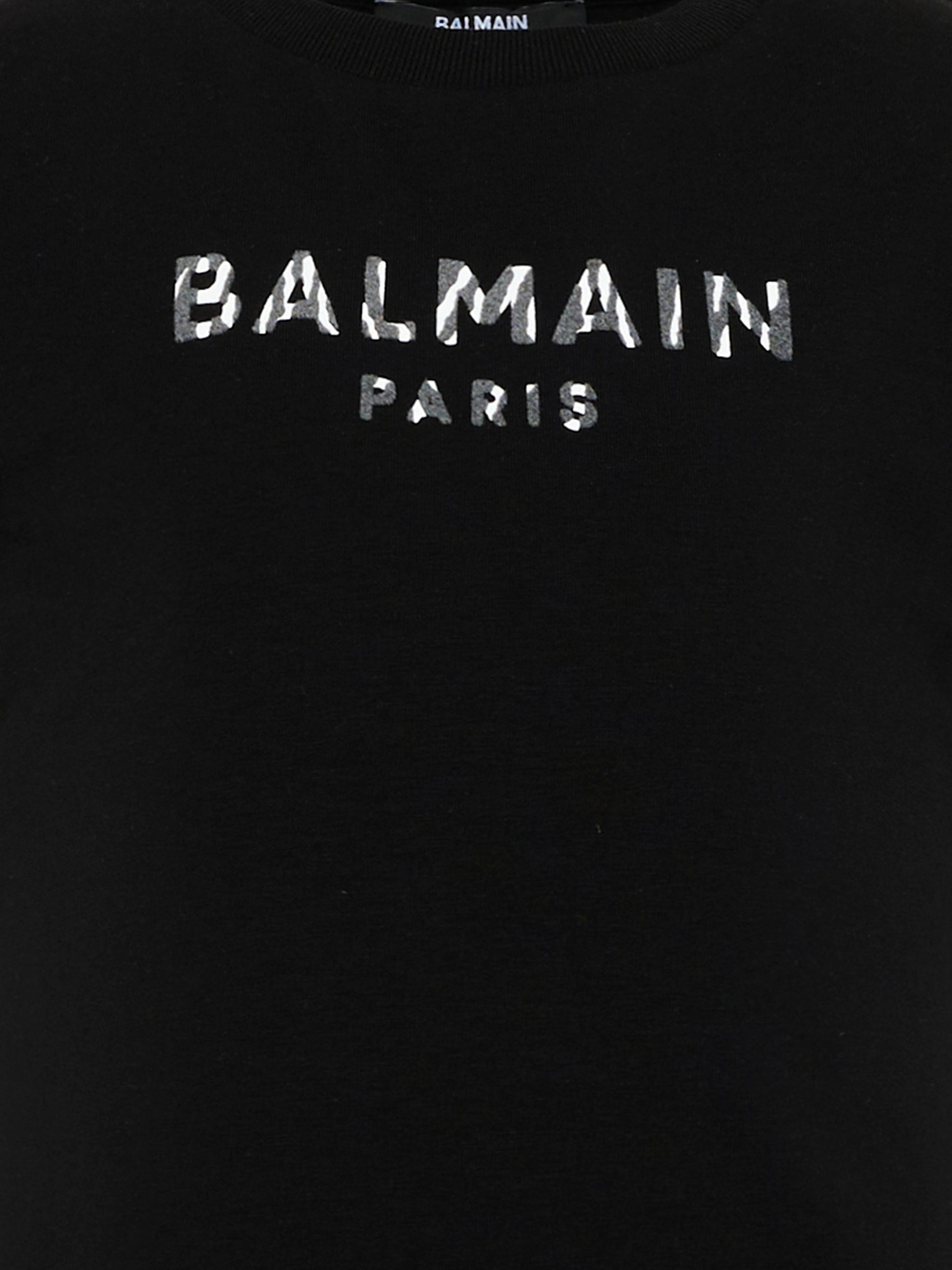 T-Shirt nera per bambina con logo,Balmain Kids,BZ8A81 Z3277 930BC
