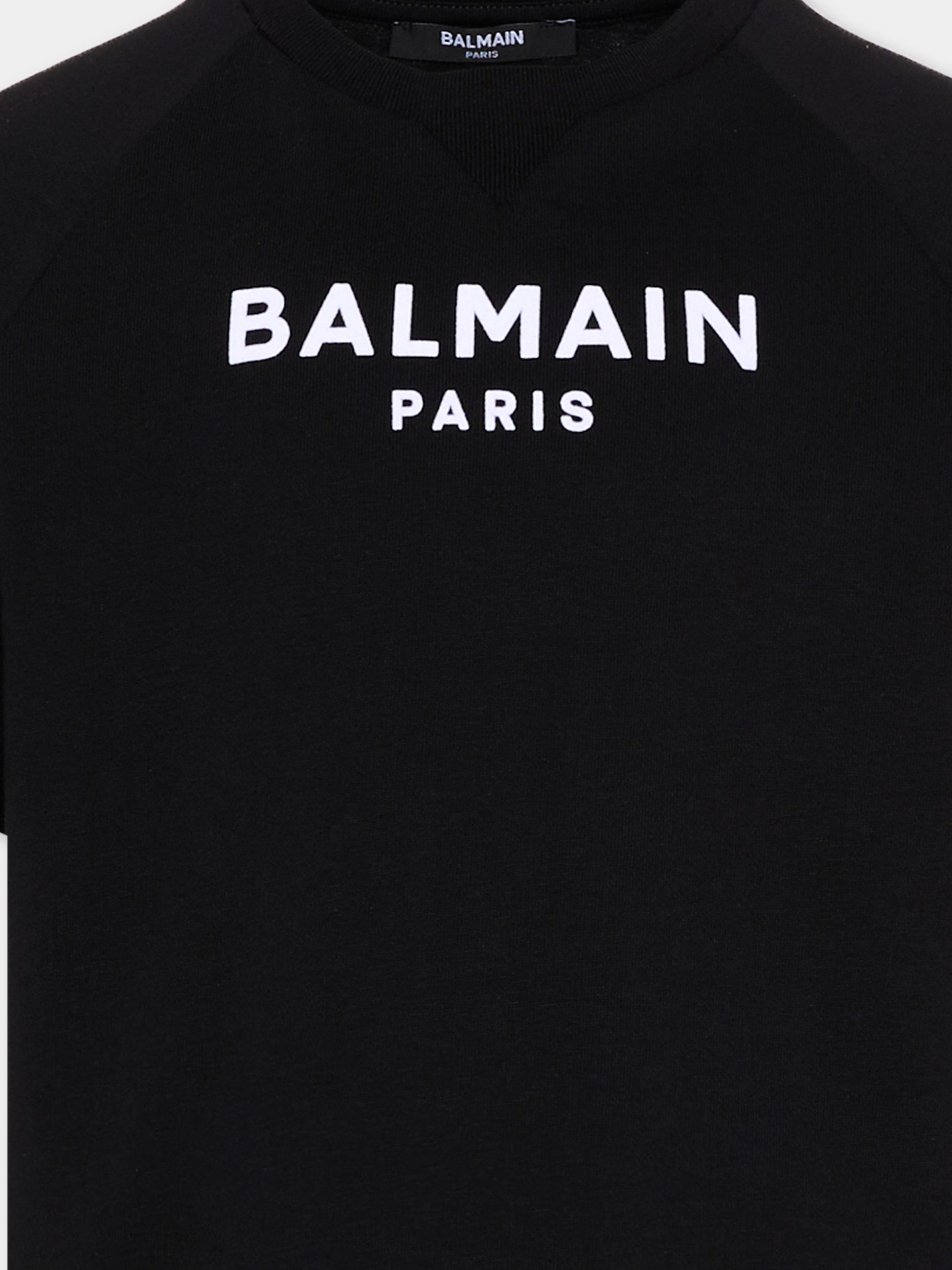 T-Shirt nera per bambino con logo,Balmain Kids,BZ8I01 Z3672 930BC