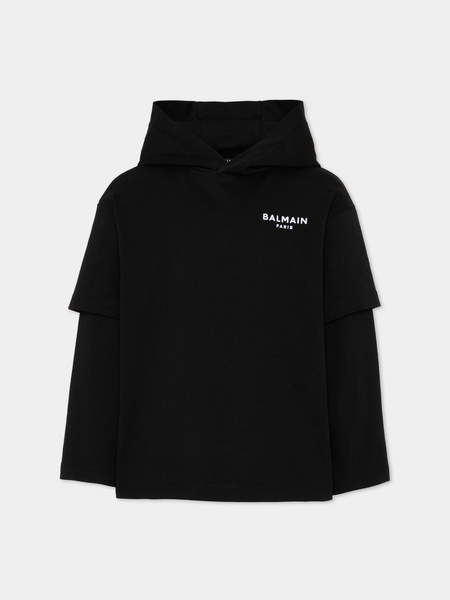 T-Shirt nera per bambini con logo,Balmain Kids,BZ8I30 Z3672 930BC