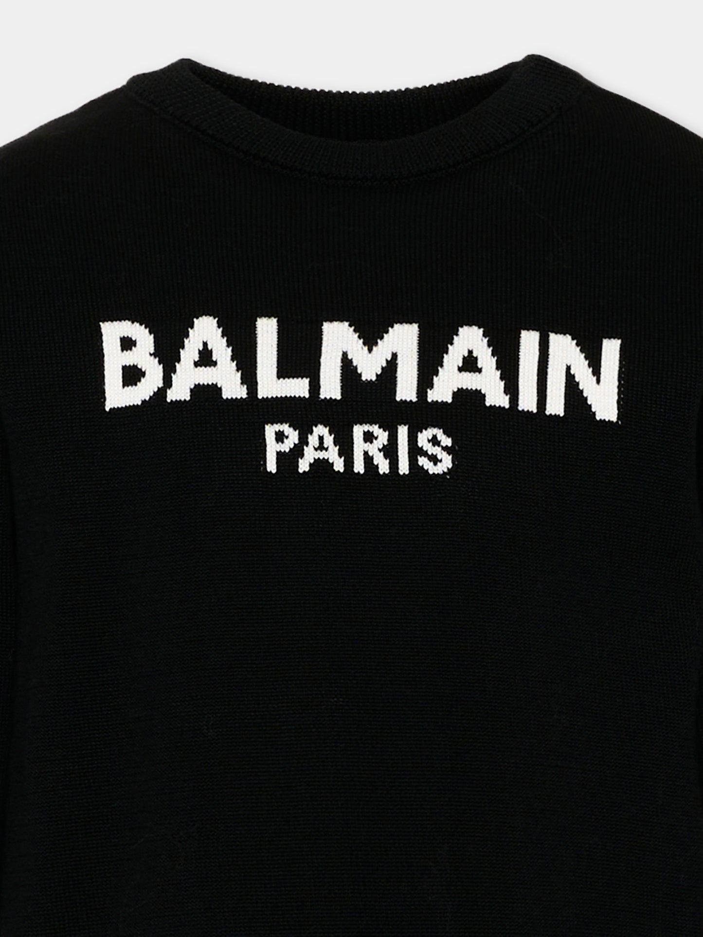 Maglione nero per bambini con logo,Balmain Kids,BY9P60 Z2839 930AV