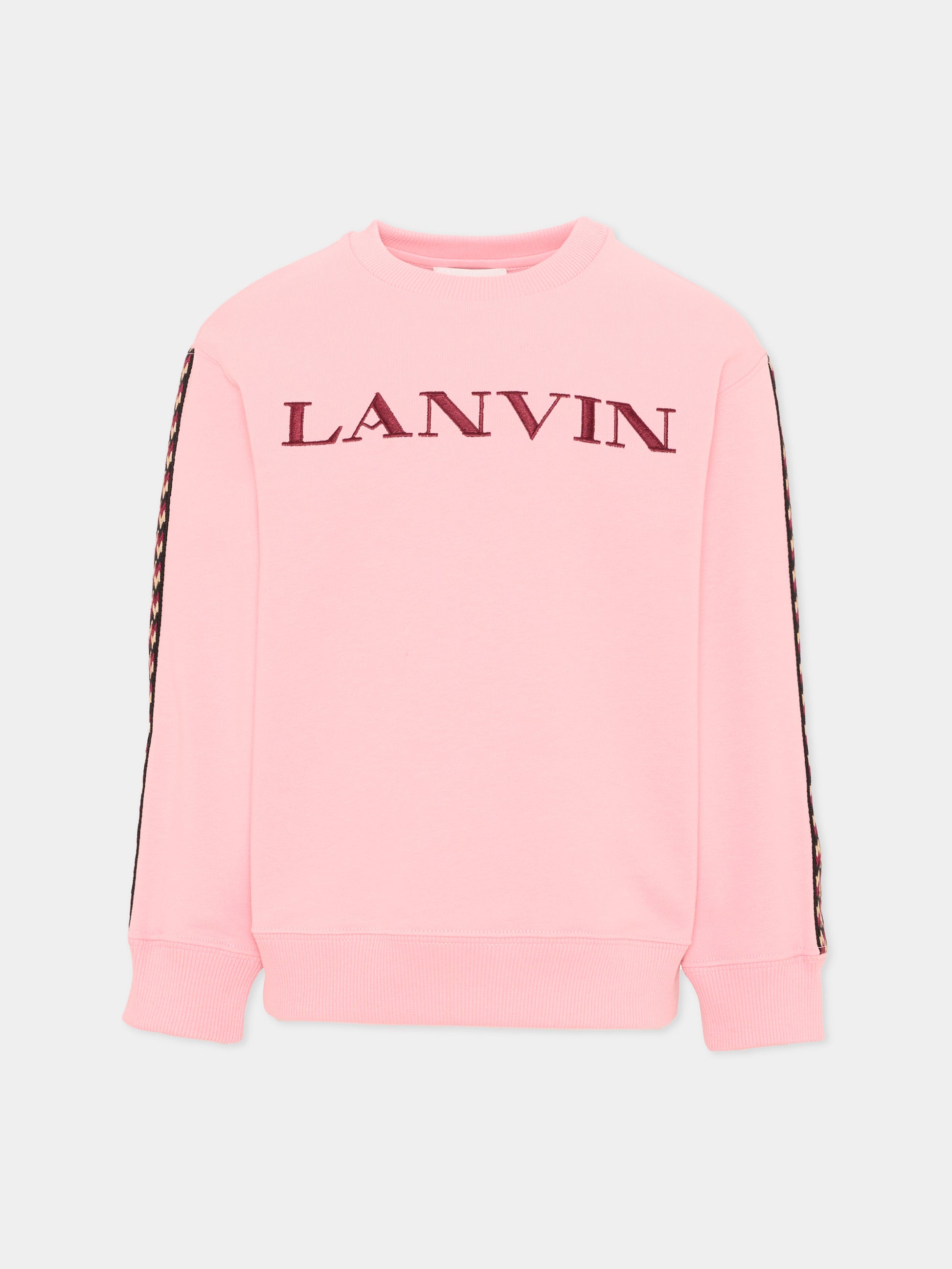 Felpa rosa per bambina con logo,Lanvin Petite,N30401 48N