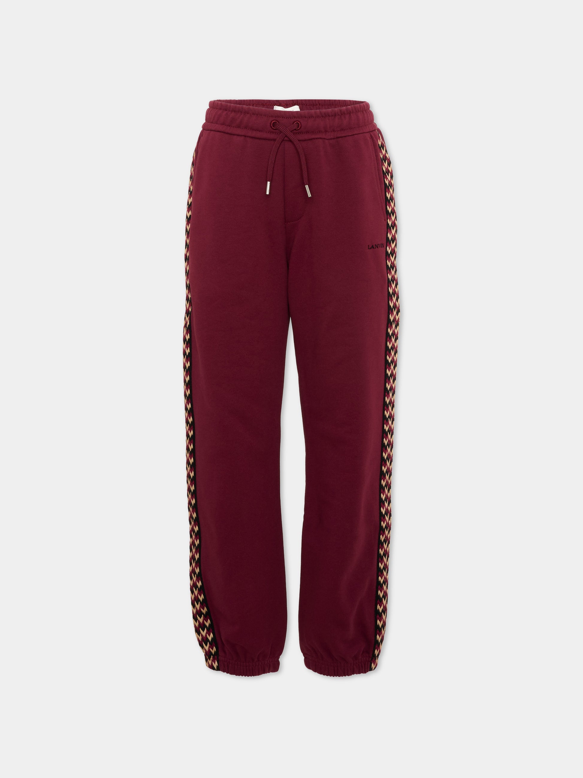 Pantaloni sportivi bordeaux per bambino con logo,Lanvin Petite,N30425 955
