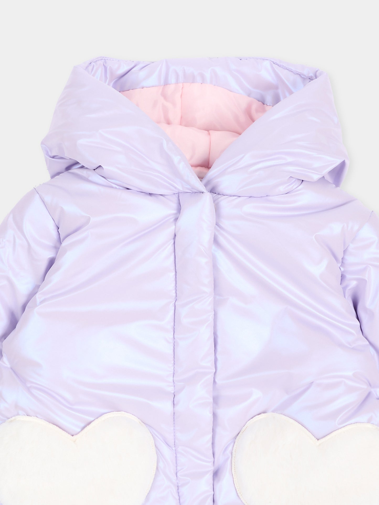 Piumini lilla per neonata con cuori,Billieblush,U22251 929