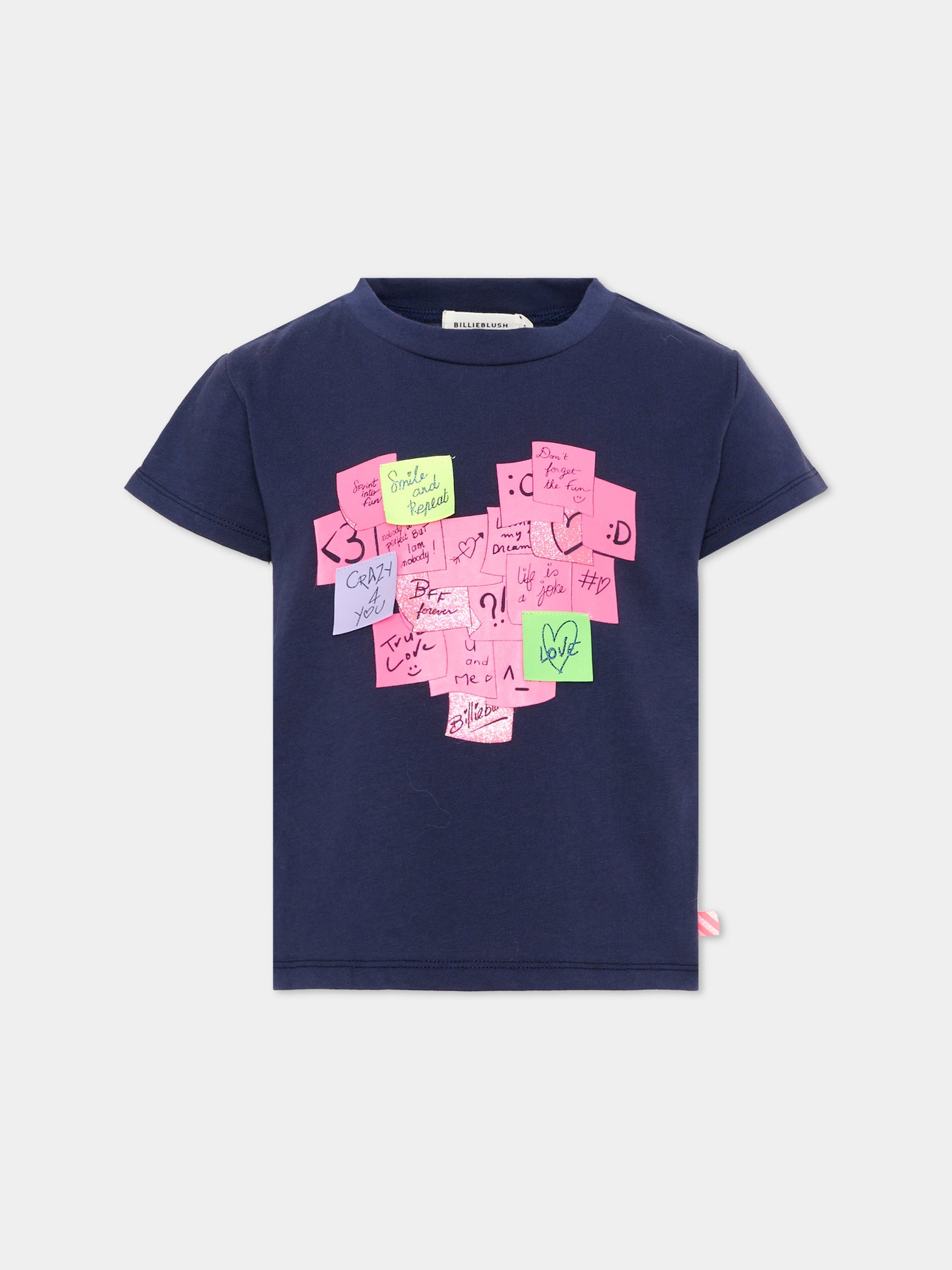 T-shirt blu per bambina con cuore,Billieblush,U22377 85T