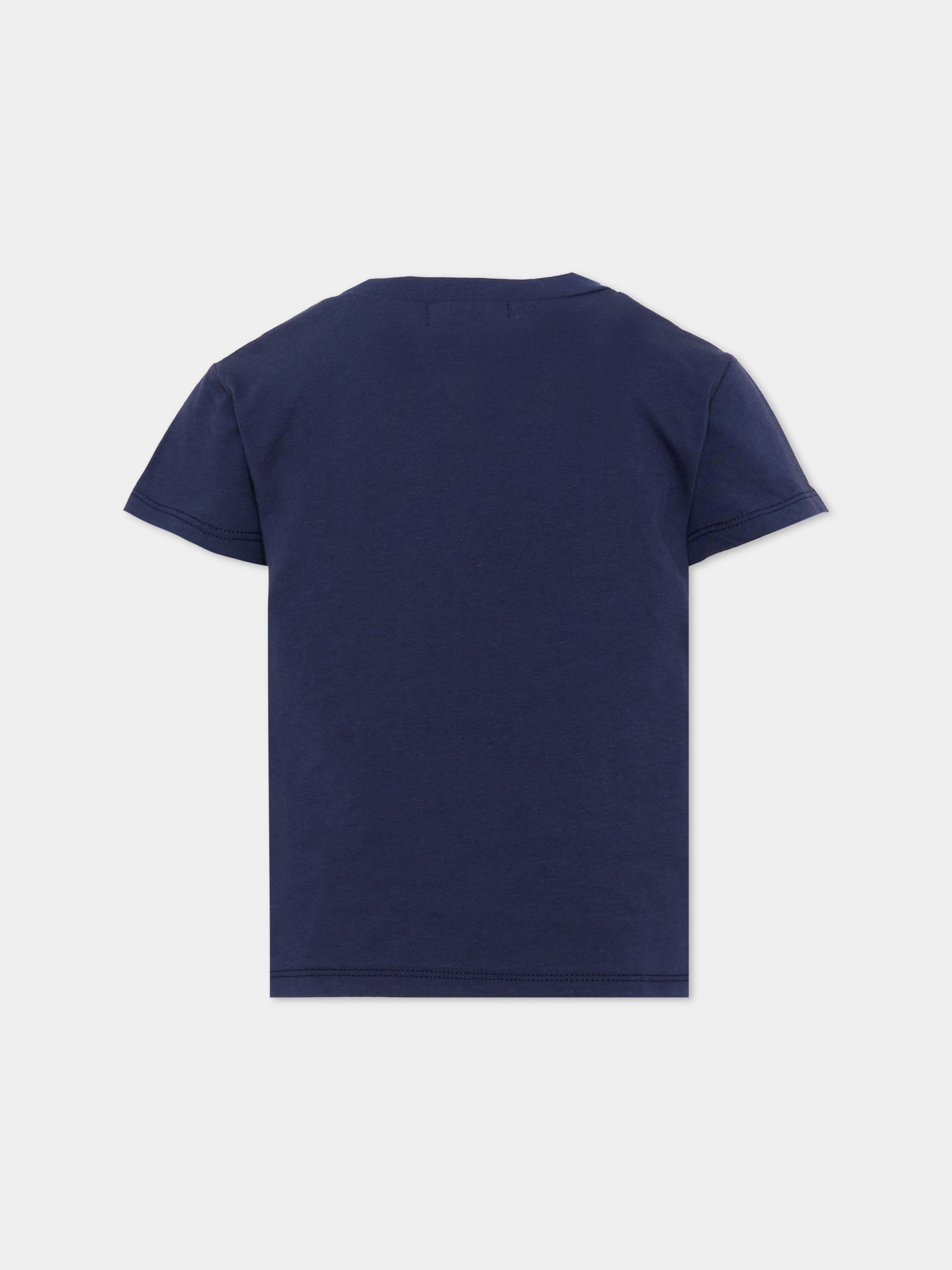 T-shirt blu per bambina con cuore,Billieblush,U22377 85T