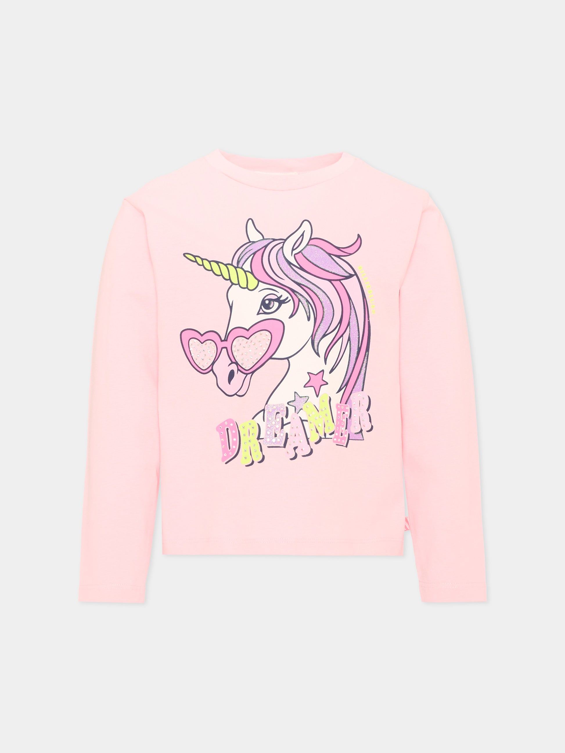 T-shirt rosa per bambina con unicorno,Billieblush,U22384 467