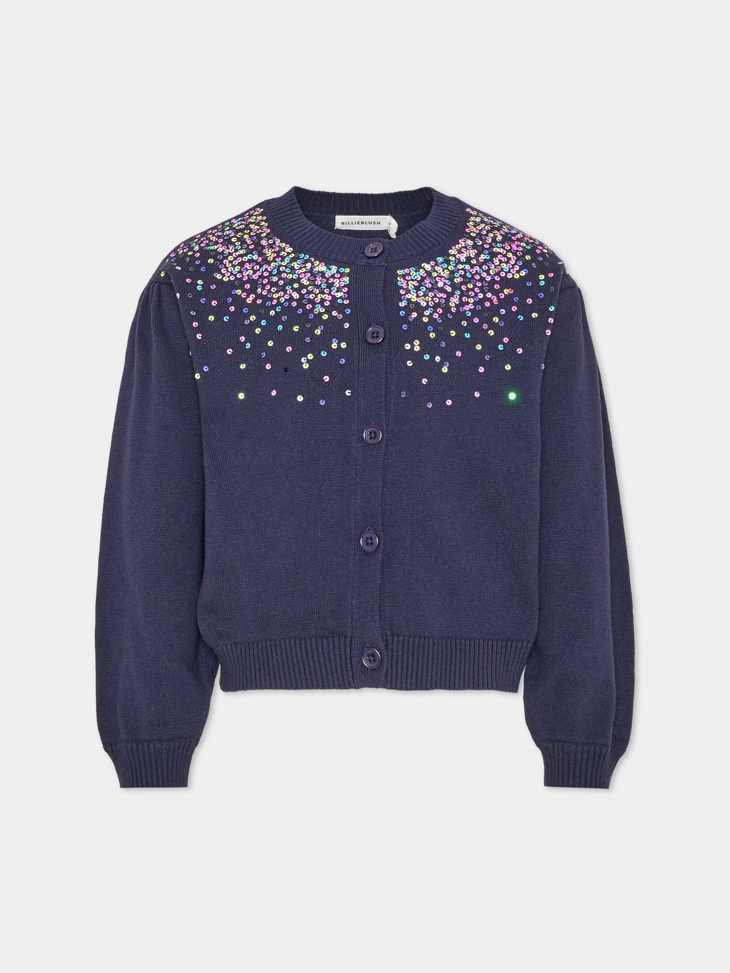 Cardigan blu per bambina con paillettes,Billieblush,U22394 85T