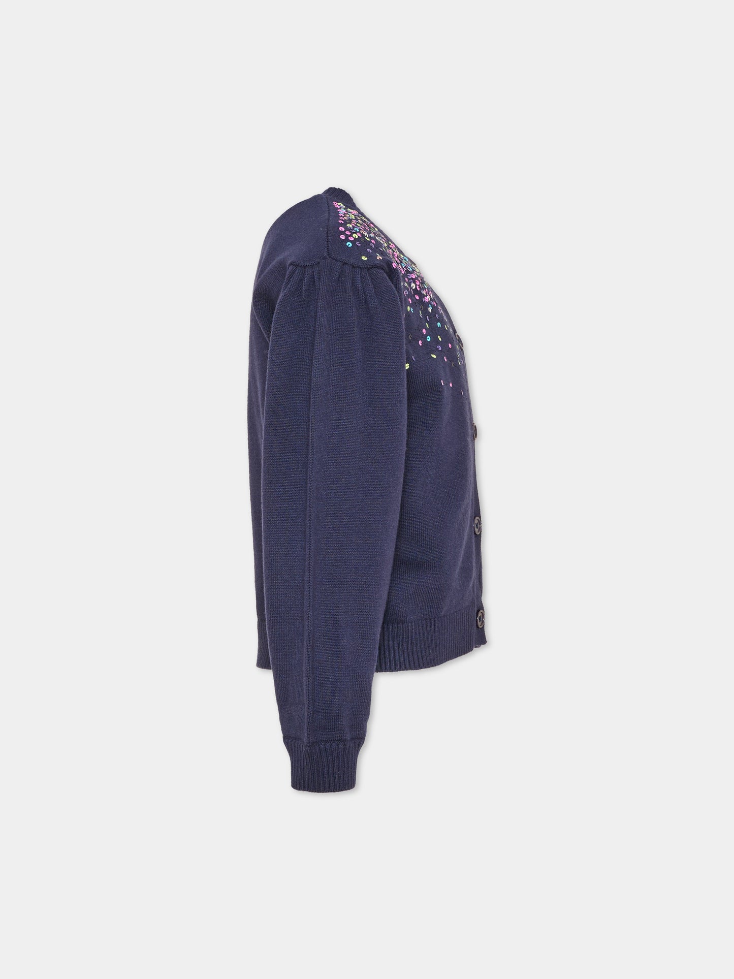 Cardigan blu per bambina con paillettes,Billieblush,U22394 85T