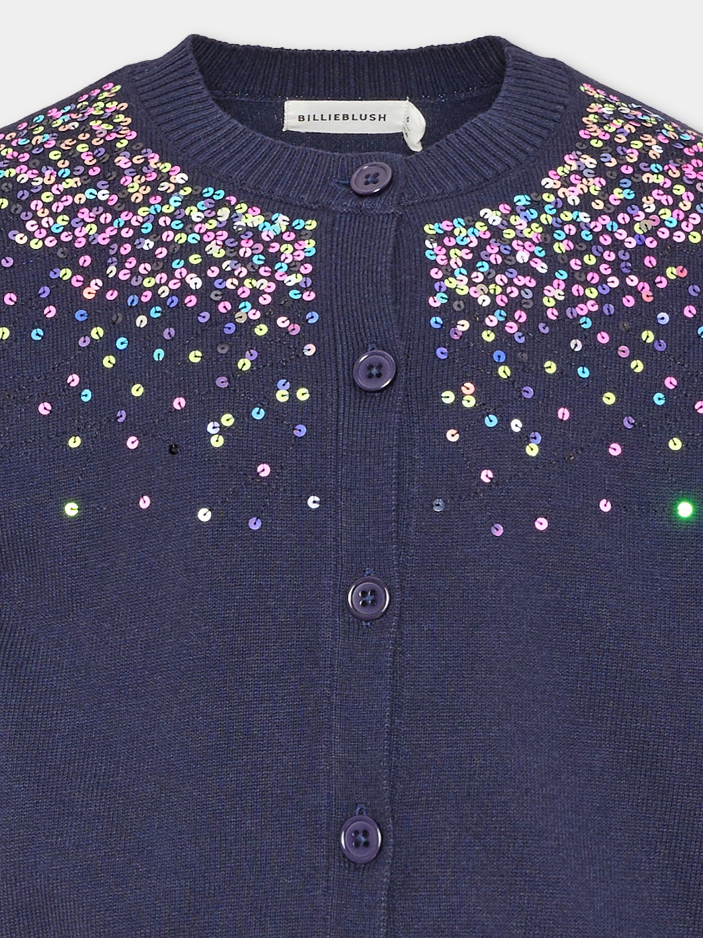 Cardigan blu per bambina con paillettes,Billieblush,U22394 85T