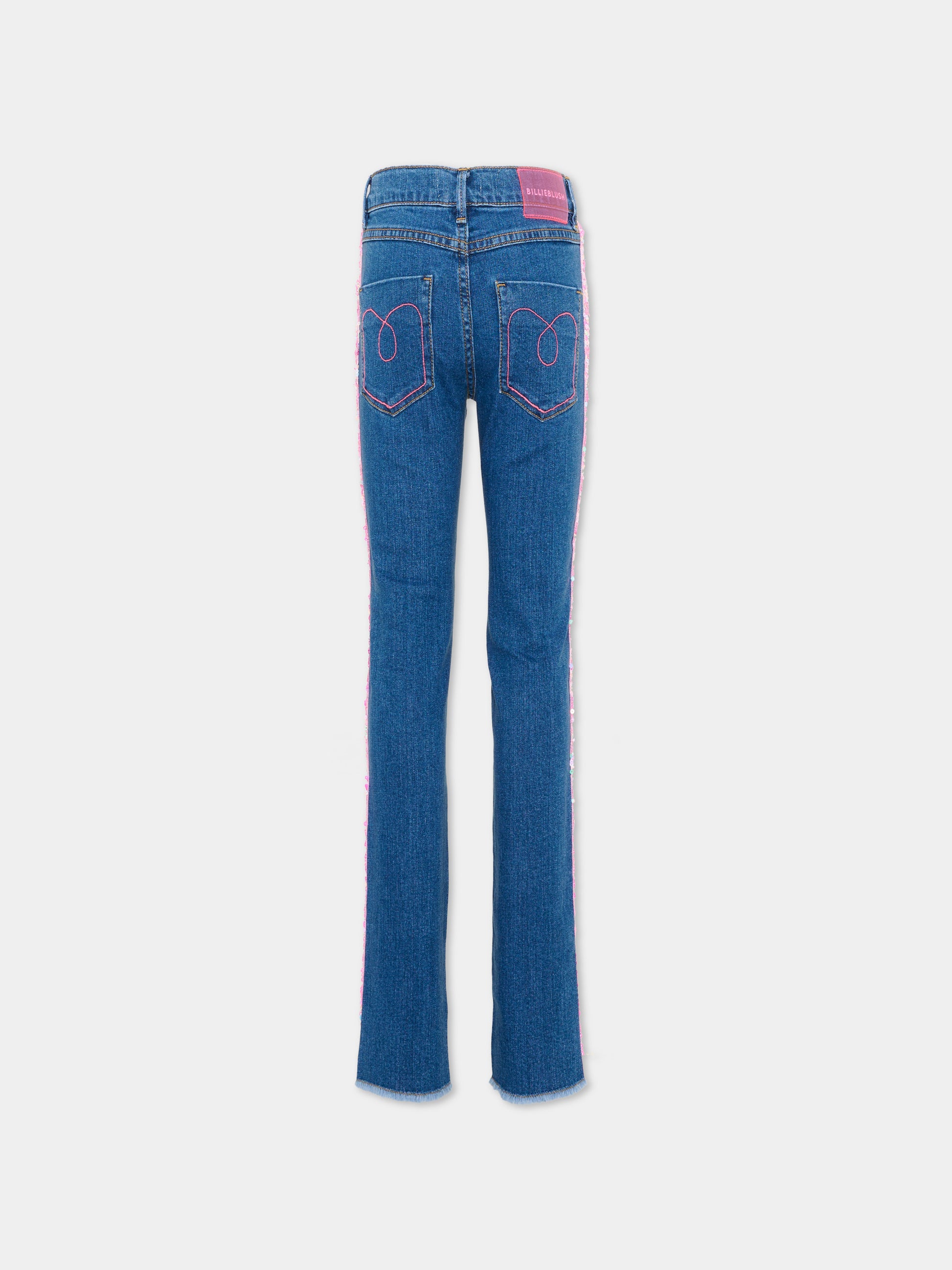 Jeans denim per bambina con paillettes,Billieblush,U22412 Z22