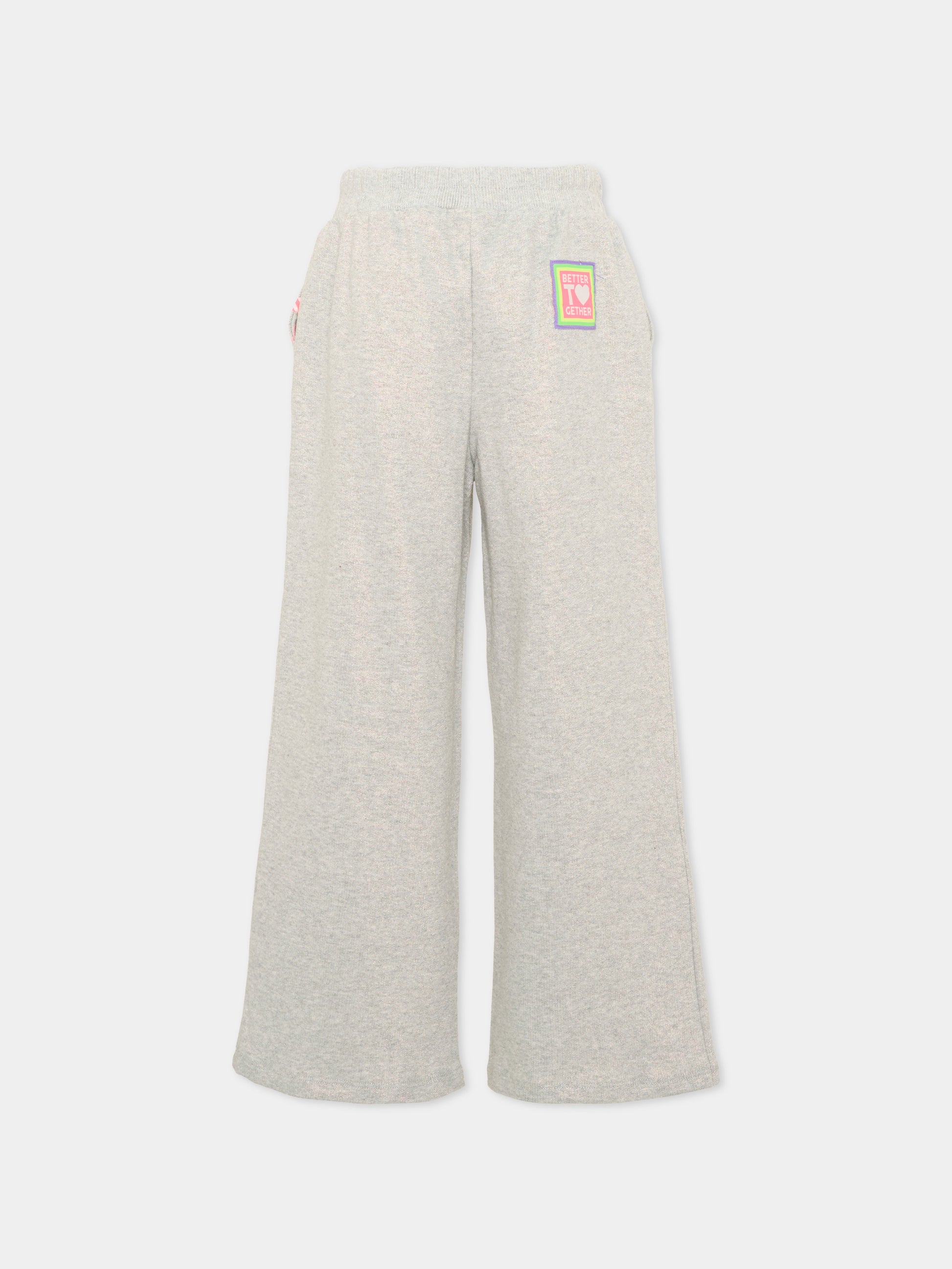 Pantalone grigio per bambina con patch,Billieblush,U22425 111