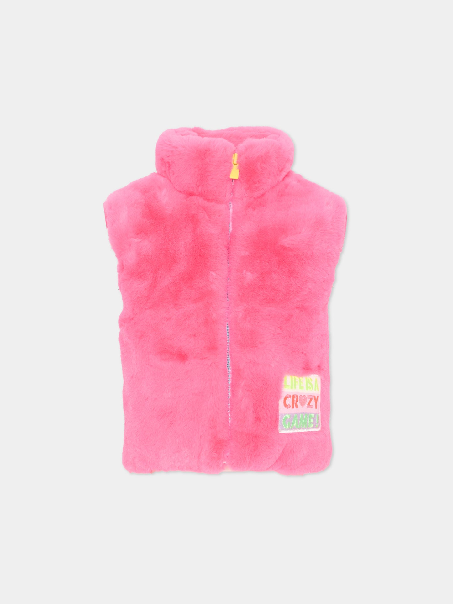 Gilet rosa per bambina con patch,Billieblush,U22434 47A