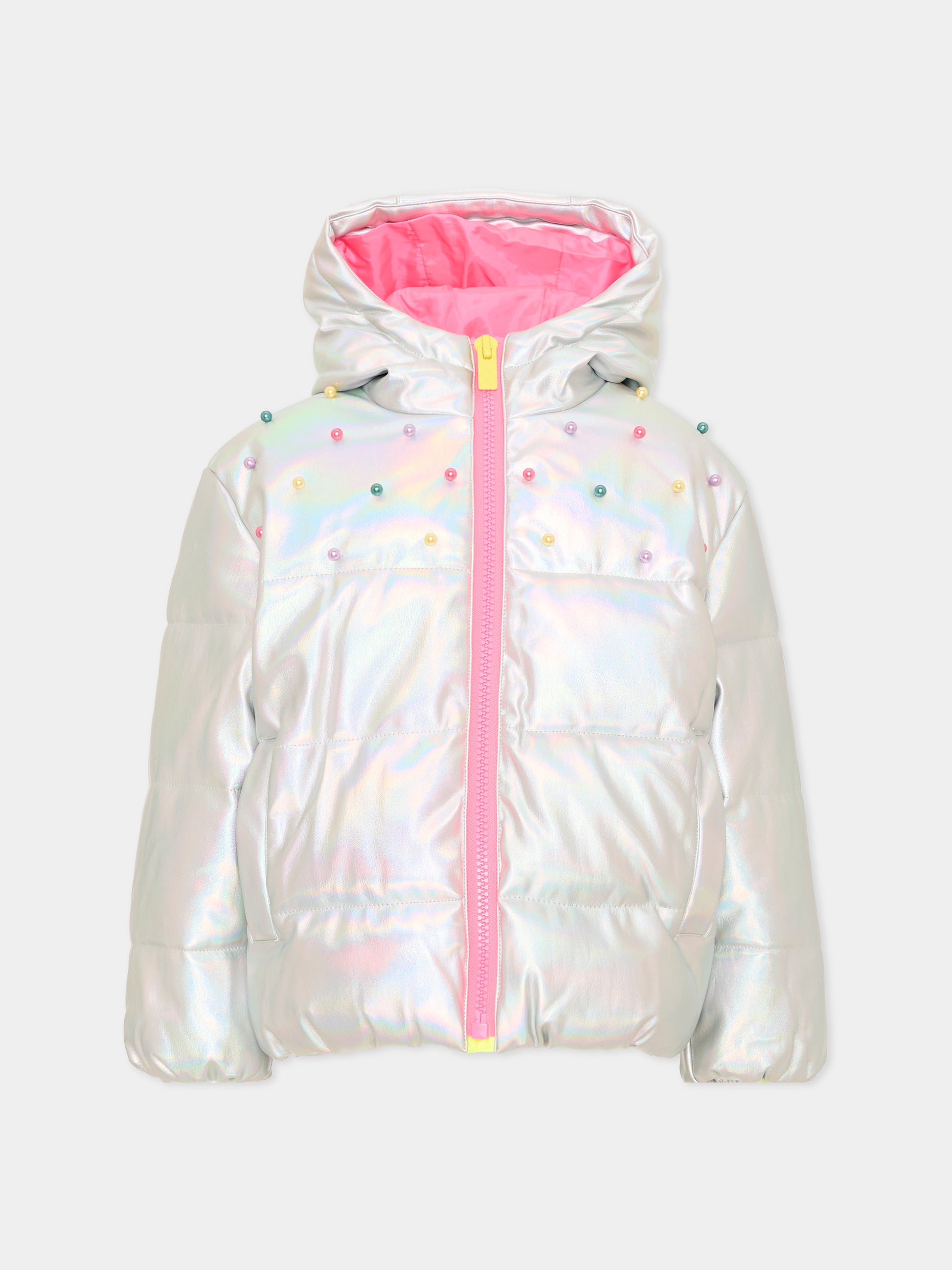 Piumini argento per bambina con perle,Billieblush,U22440 111