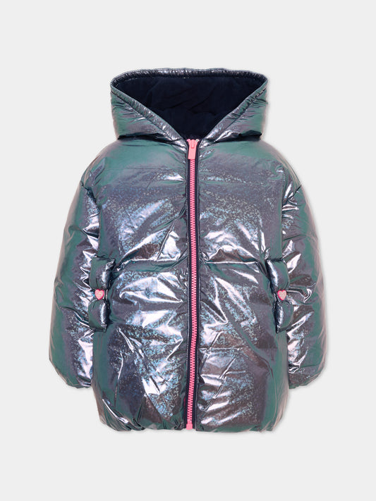 Piumini blu per bambina iridescente,Billieblush,U22443 85T
