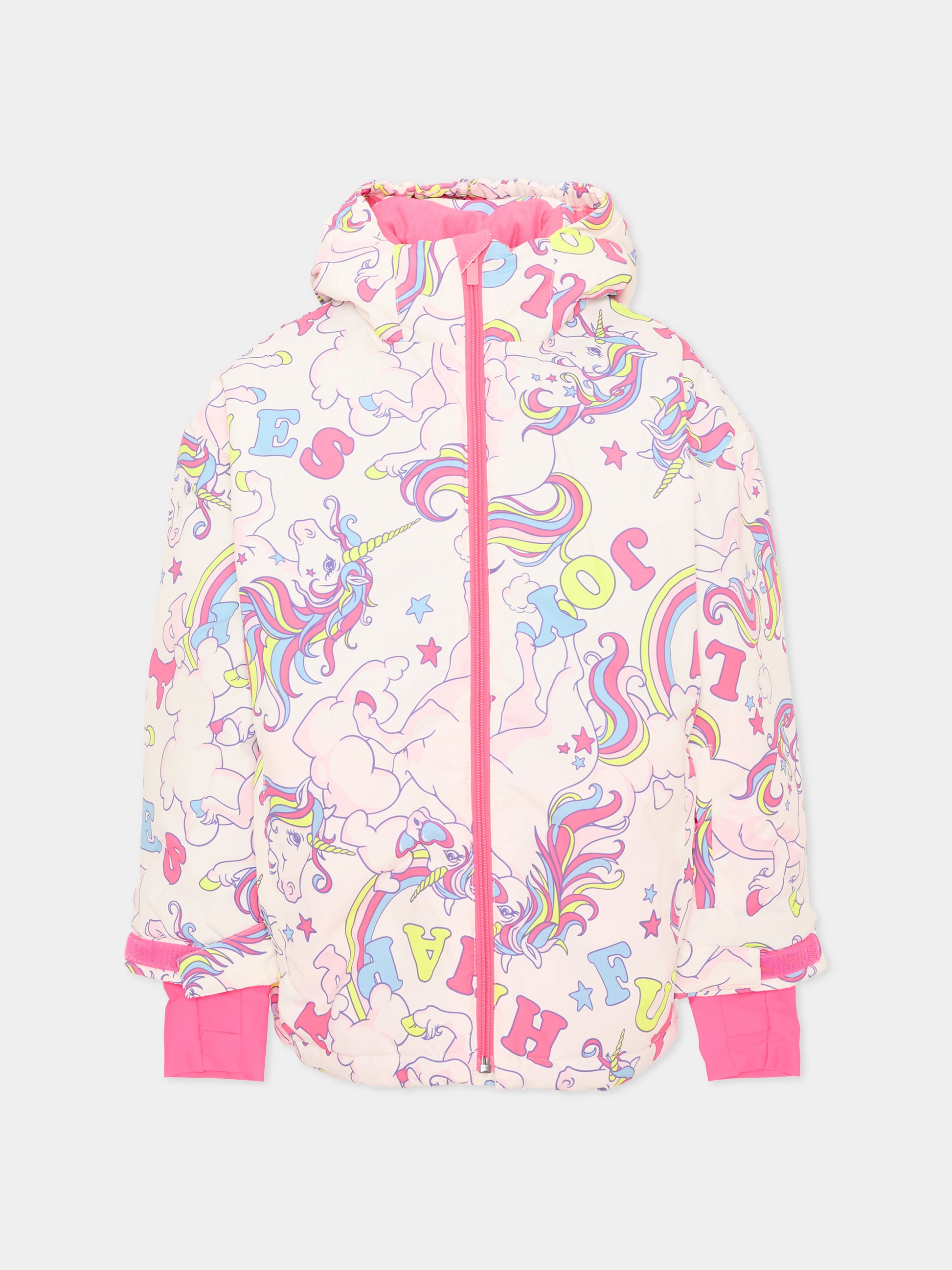 Piumino da neve multicolor per bambina con unicorni,Billieblush,U22451 Z41