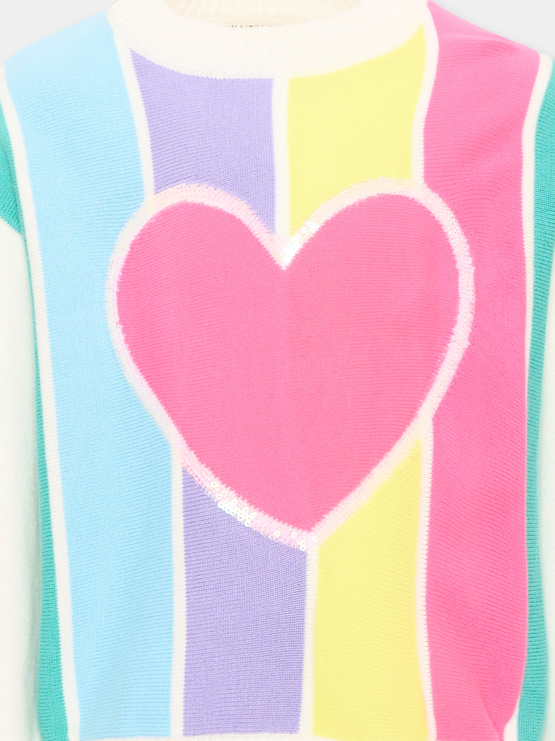Maglione multicolor per bambina con cuore,Billieblush,U22470 Z41