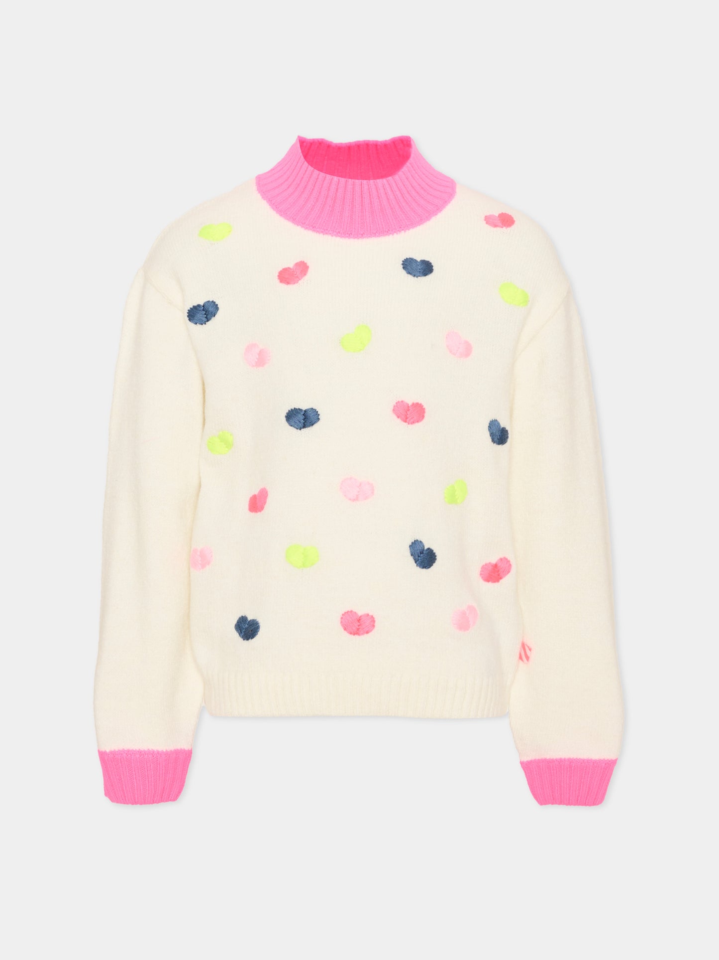 Maglione avorio per bambina con cuori,Billieblush,U22472 121