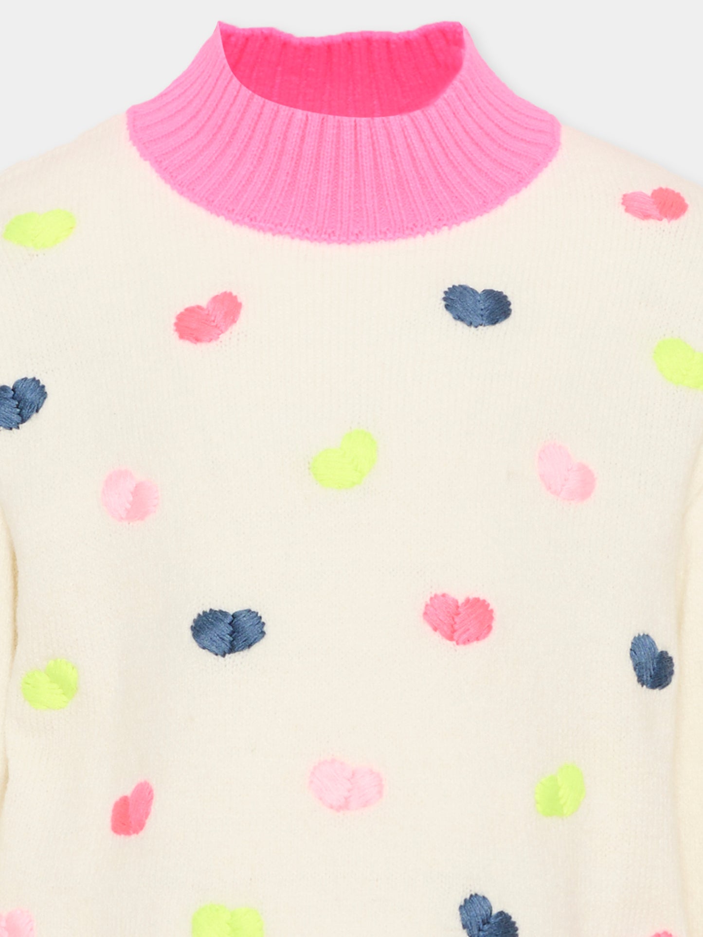 Maglione avorio per bambina con cuori,Billieblush,U22472 121