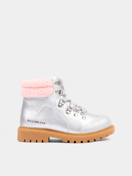 Anfibi argento per bambina con logo,Billieblush,U22488 016