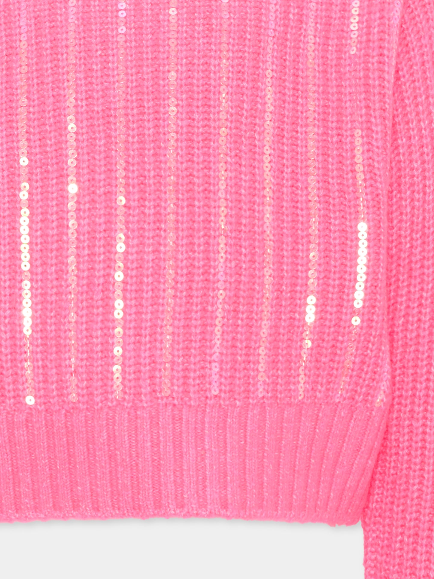 Maglione fucsia per bambina con paillettes,Billieblush,U22561 47A