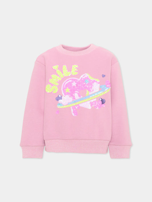 Felpa rosa per bambina con paillettes,Billieblush,U22568 48X