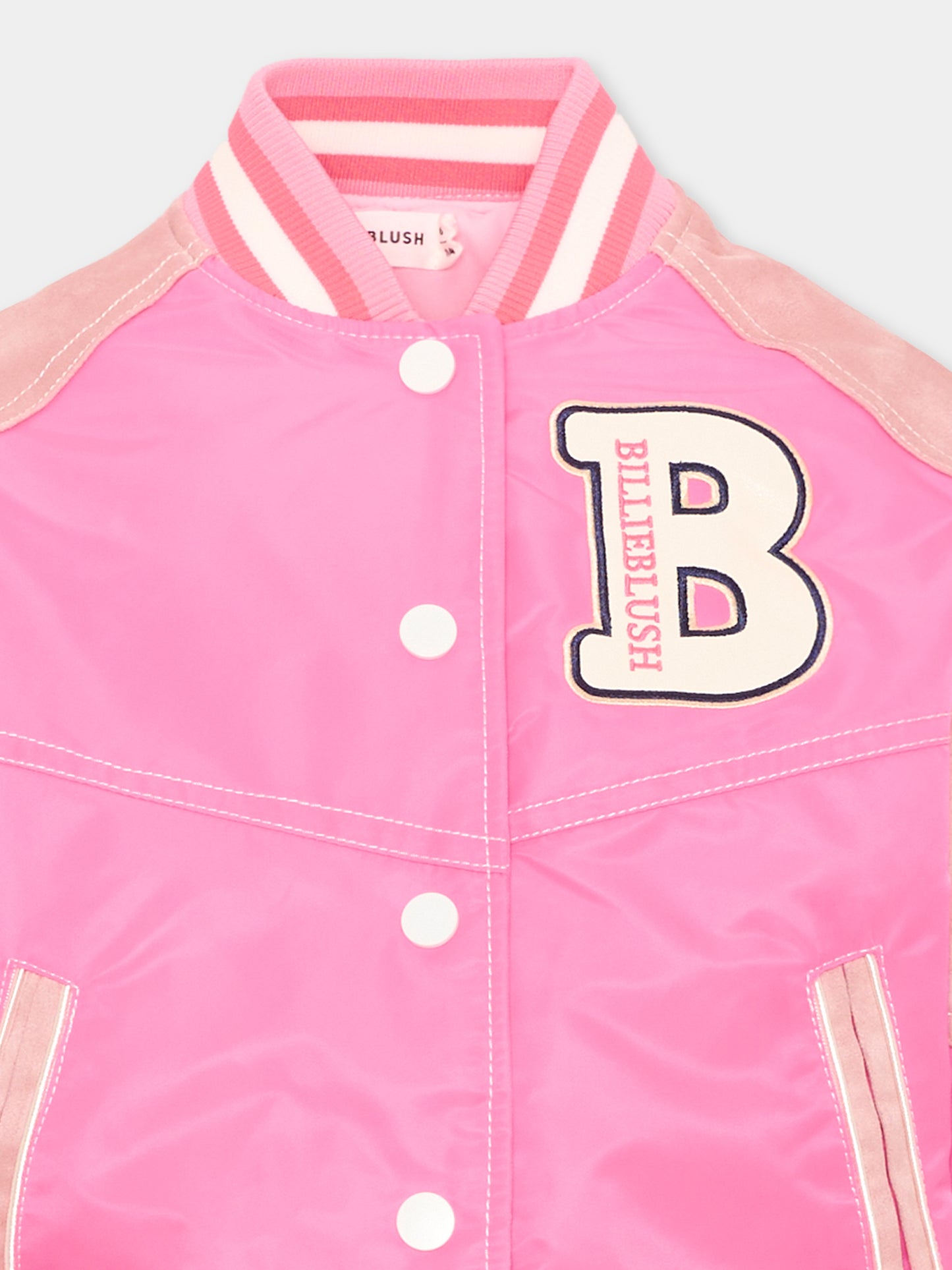Bomber fucsia per bambina con patch logo,Billieblush,U22588 47A
