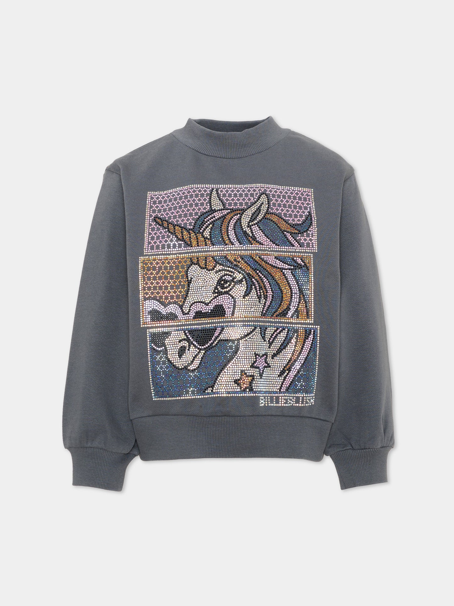 Felpa grigia per bambina con unicorno,Billieblush,U22592 083