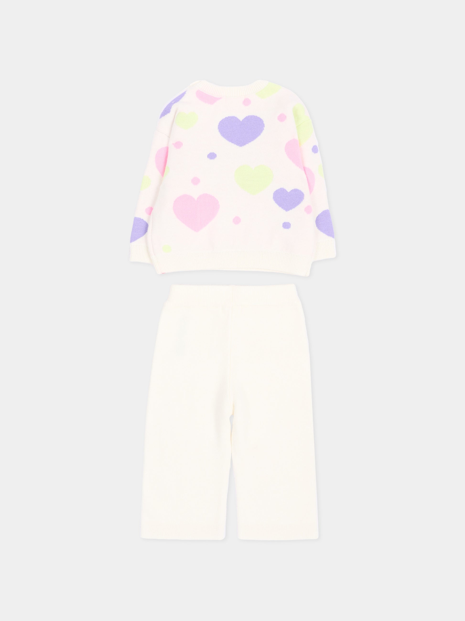 Completo sportivo avorio per neonata con cuori,Billieblush,U22611 121
