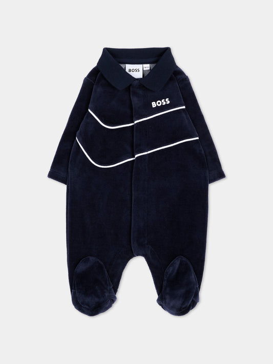 Tutina blu per neonato con logo,Boss,J53288 849