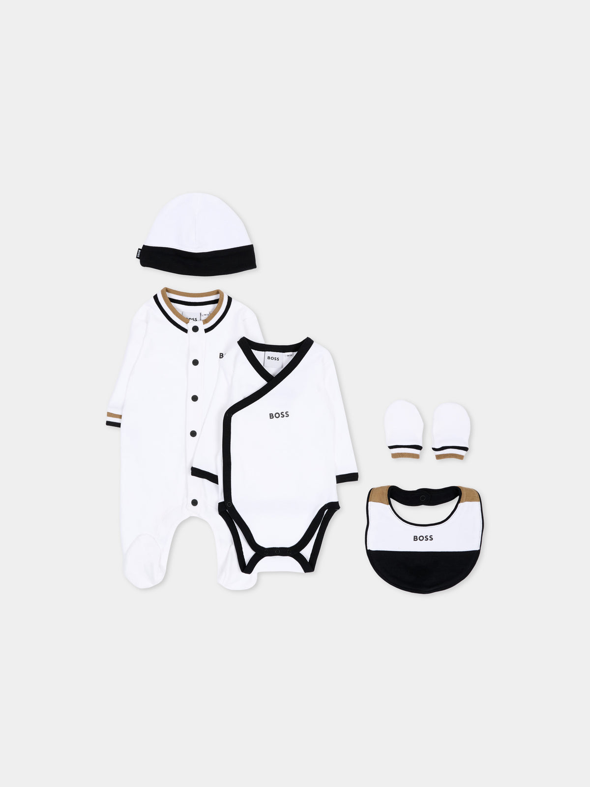 Set tutina bianco per neonato con logo,Boss,J53293 10P