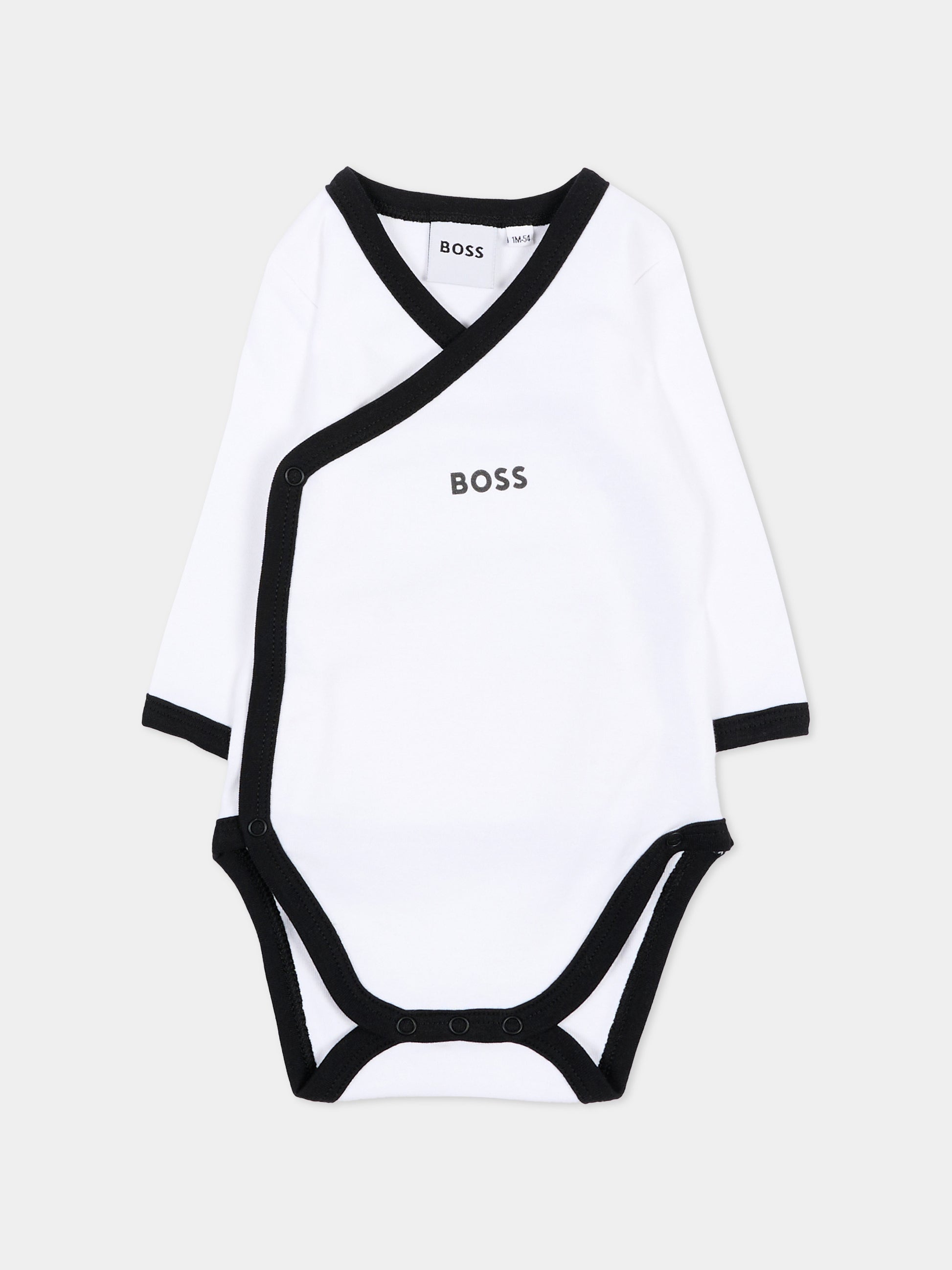 Set tutina bianco per neonato con logo,Boss,J53293 10P