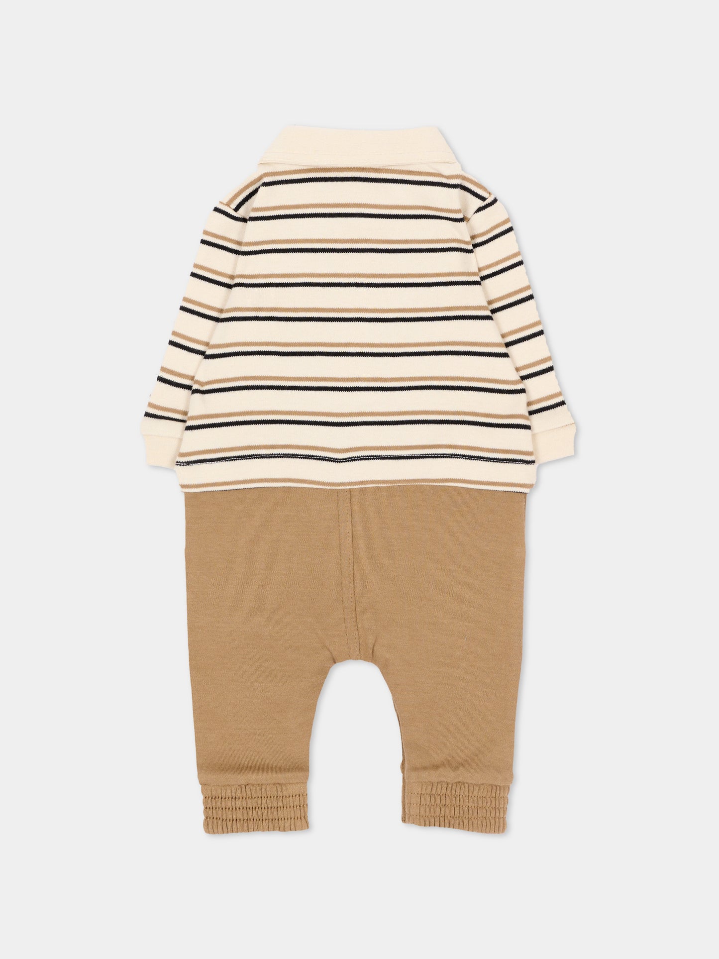 Tutina beige per neonato a righe,Boss,J53299 21K