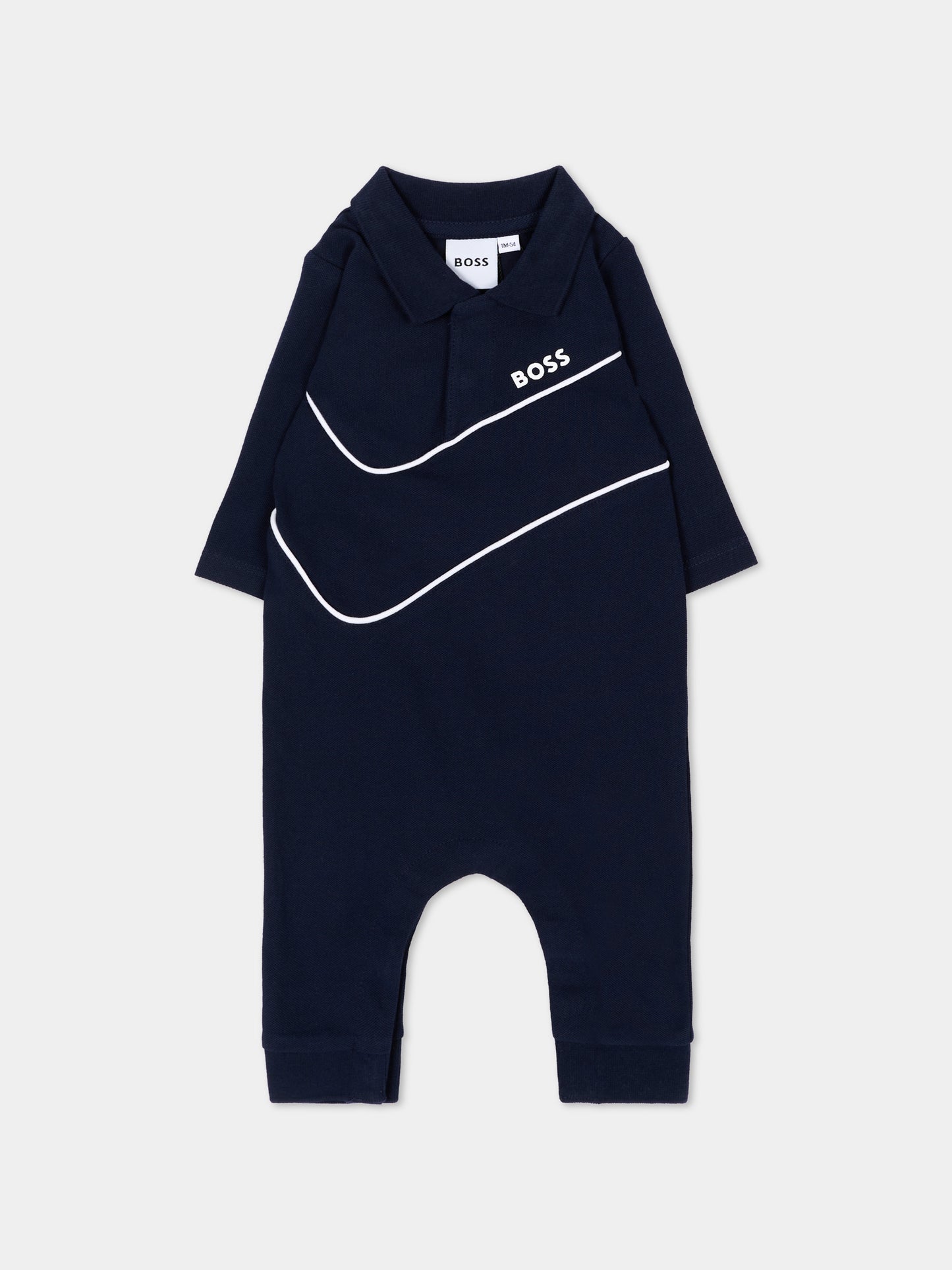 Tutina blu per neonato con logo,Boss,J53300 849