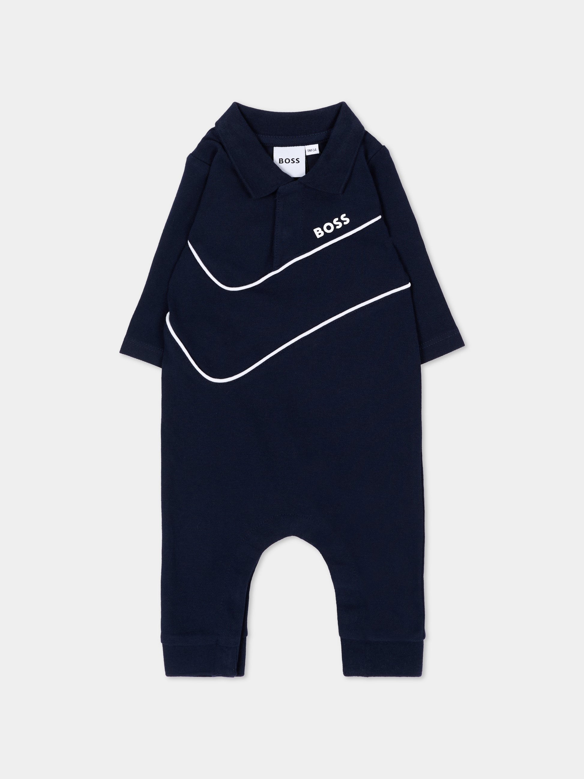 Tutina blu per neonato con logo,Boss,J53300 849