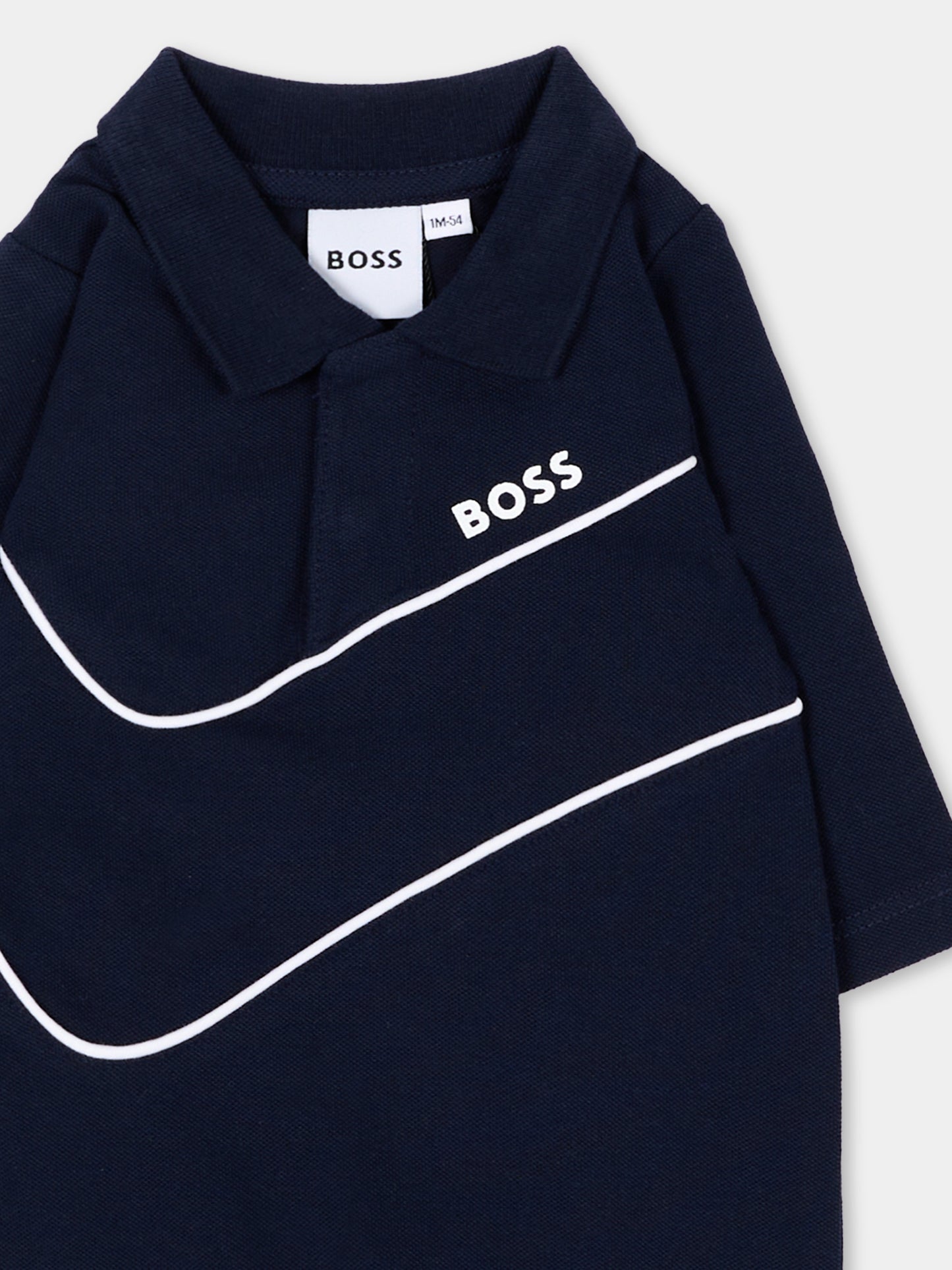 Tutina blu per neonato con logo,Boss,J53300 849
